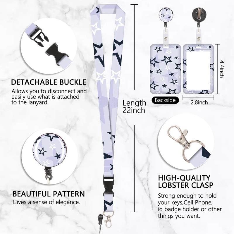 Y2k Star Card Holder ID ID Badge Detachable Lanyard with