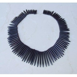 Black Turquoise, Spike Beads, Spike Collar, Spike Choker Necklace, Turquoise