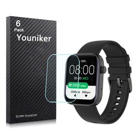 Youniker 6 Pack Compatible with Cvutgf P43F 1.8” Smart Watch Screen Protector Film for MASVVPI P43 1.9 Inch Smartwatch Screen Protectors Foils Screen Cover Crystal Clear HD Anti-Scratch
