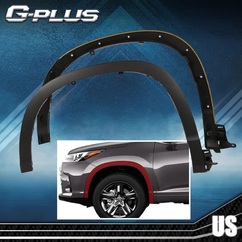 G-PLUS Fender Flares Compatible With 2014-2018 Toyota Highlander, Front Primed