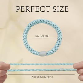 ZESION 8Pcs Women's Stretchy Hair Bands, Damage Free Cotton Hair Bands, Soft Braided Ponytail for Thick Curly Hair, Bright Color