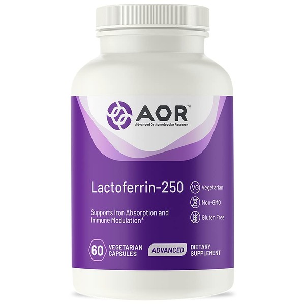 AOR, Lactoferrin - 250, Lactose Free Natural Supplement to Support Iron Absorption and Immune Modulation, 60 Servings (60 Capsules)