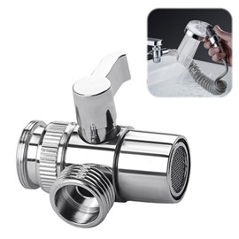 Brass Diverter Valve 3 Way Sink Faucet Splitter G1/2" Shower Tap Diverter Valve Adapter Bath Tap Connector Attachment Replacement Part for Kitchen Sink Faucet Bathroom