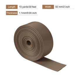 MECCANIXITY Flat Nylon Webbing Strap 2 Inch 10 Yards Light Brown for Backpack, Luggage-Rack