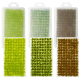 Cayway 312 PCS Static Grass Tuft 3 Color Model Grass Tufts Railway Artificial Grass Miniature Grass Tuft Terrain Kit for DIY Model Railway Fairy Garden Diorama Scenery