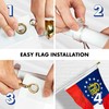 G128-6 Feet Spinning Flagpole (White) Georgia Flag Brass Grommets Embroidered