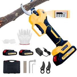 Electric Pruning Shears, 1.6inch Cutting Diameter, Cordless Portable Electric Pruner Power Scissors With 2pcs 21V 2000mAh Rechargeable Battery, SK7 Blade & LCD Display for Gardening Tree Pruning