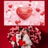 Happy Valentines Banner Backdrop，71x43 inch Love Heart Large Valentines Backdrop