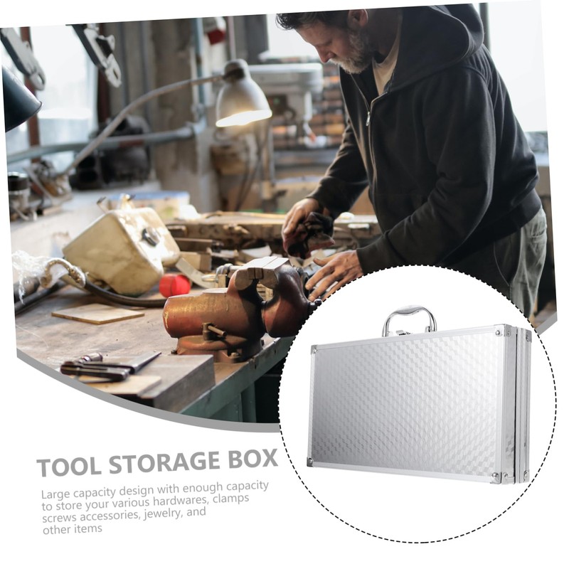 Vaguelly Aluminum Tool Storage Box Hard Shell Carrying Case for
