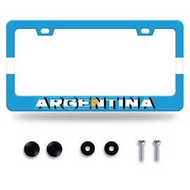 Argentina Flag License Plate Frame License Plate Stainless Steel Parts Colorful License Plate Decorative with Screws Size 12.3" x 6.3" for Men Women
