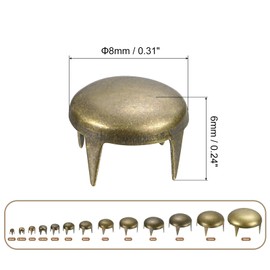 uxcell 80Pcs Bronze Round Dome Rivets, 8mm Brass Spike Studs Spots Punk Rock Nailheads Claw Beads for DIY Clothes Belt Bag Shoes Bracelet Leather Craft
