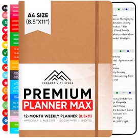2024 Planner 8.5 x 11 Pro Max - Undated Planner 2024-2024 Calendar 12 Month Planner & Daily Planner 2024-2025 - Brown - A4 - Productivity Store