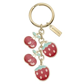 Monnel Z624 Little Strawberry and Cherry Charms Pendants Keyring Keychain with Velvet Bag for Women (Red), Red, 1.7 cm (L) X 0.2 cm (W) X 2.0 cm (H