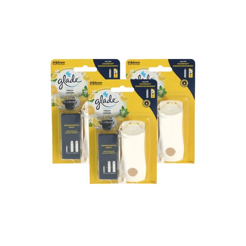 3x Glade Touch & Fresh Set Air Freshener Holder +