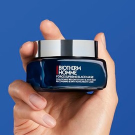 Biotherm Homme Force Supreme Black Mask Night Cream, Black Face Mask with Algae Extract, Nourishing Anti-Ageing Mask for Men, for Revitalised Skin, 50 ml