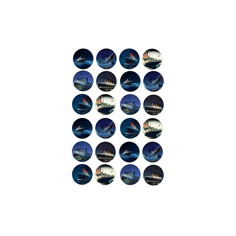 Titanic Style edible Wafer Card 24 pre cut Cupcake Toppers