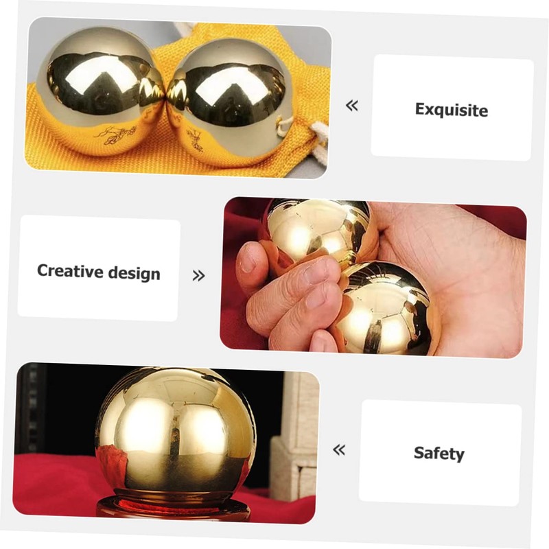 Mobestech 2pcs Brass Exercise Balls Smooth Metal Sphere Palm Exercise