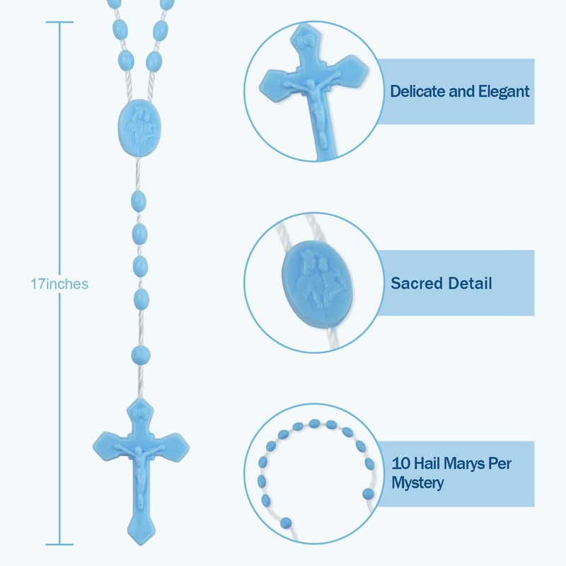 JUXINDAZYF 17'' Bulk Rosaries, Plastic Rosary Beads 12 Rosary Set