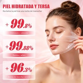Mascarillas Faciales，Collagen Mask,Mascarilla de biocolágeno， Hidratación Duradera,Reduce los poros, Mejora la elasticidad. (8PCS)
