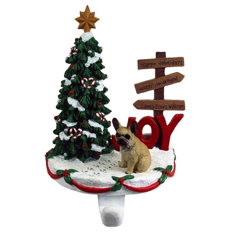 DogLoverStore French Bulldog Stocking Holder Hanger Cream