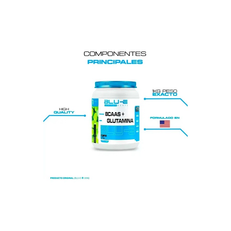 Aminoácidos Bcaas Glutamina Blu-e 1kg Varios Sabores