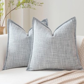 Artscope Set of 2 Cushion Covers, Plain Throw Cushion Cover, Linen Cushion Cover, 50 x 50 cm, Modern Cushion Cover, Decorative Cushion, Sofa Cushion for Living Room, Bedroom, Home Decor, Blue Grey