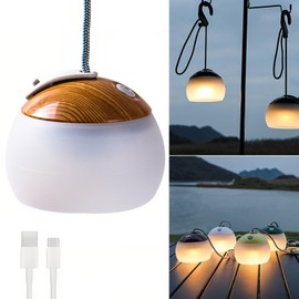 Lancoon Outdoor Camping Light with Atmosphere Decoration Lantern Round 3 Levels of Brightness Adjustment Hook Design Table Lamp Durable for Emergency Tent Fishing