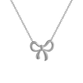 NIQIPOK Bow Necklace for Women Bowknot 14K Gold Plated Choker Necklace Fashion Bow Pendant Necklace Bow Necklace Jewelry Gift for Women (Silver)
