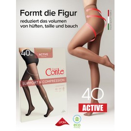 Conte elegant Modelling Women's Tights Pack of 2 - Active 40 Denier - Stimulates Blood Circulation Shaping Tights Women's Tights, Bronze