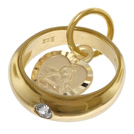 trendor Taufring mit Engelherz Gold 333 an goldplattierter Silberkette 39455-40 40 cm