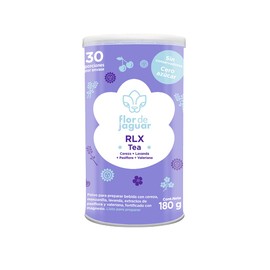 FLOR DE JAGUAR | RLX Tea 180g | Bebida en polvo sabor cereza, manzanilla y lavanda | Contiene Valeriana, Pasiflora y Magnesio | Favorece el sueño profundo y reparador I combate el insomnio, estrés y la ansiedad | Para niños y adultos