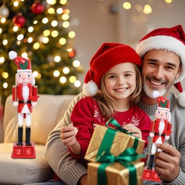 Christmas Nutcracker Decorations Nutcracker Figure 12 Inch Wooden Nutcrackers Cardinal Nutcracker Soldier for Table Desktop Home Christmas Decor Xmas Indoor Decor Cardinal