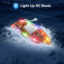 YEETFTC RC Boat for Kids,2Pack LED Light Remote Control Boat for Pools and Lakes,Bathtub Toy Boats with Whole Body Waterproof,Rechargeable Battery,Low Battery Alarm, 2025 Version