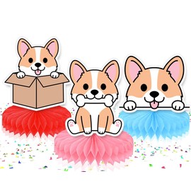 Cute Corgi 5 Pcs Table Honeycombs Centerpiece - Adorable Party Decorations