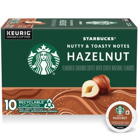 Starbucks K-Cup Coffee Pods, Hazelnut Flavored Coffee, Naturally Flavored, 100% Arabica, 1 box (10 pods)