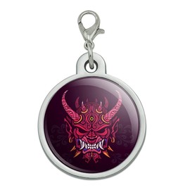GRAPHICS & MORE Japanese Horned Demon Mask Oni Chrome Plated Metal Pet Dog Cat ID Tag