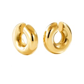 Gold Ear Cuffs Earrings for Women Non Piercing Chunky Gold Earring Cuff 18k Gold Oversize Round Clip on Earrings (Golden, One size)