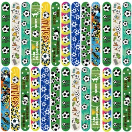 Soccer Slap Bracelets 50PCS Football Snap Bracelet Wristband Party Favors Basket Bag Filler School Prizes Gifts Birthday Party Favors Bulk
