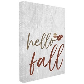 The Stupell Home DÃ©cor Collection Hello Fall Oak Leaves and Acorn Stretched Canvas Wall Art, 16 x 20