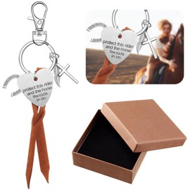 Liliaafar Horse Gifts for Women Girl Protect This Rider and The Horse She Rode in On-Saddle Charm Saddle Heart Charm with Gift Box for Equestrian Riders Lovers Trainer Stuff Jewelry