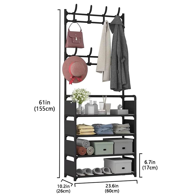 YDTREILS Hall Tree with Coat and Shoe Rack, Entryway Coat