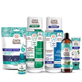 GuruNanda Shine Bright Stay Fresh – Dual Barrel Whitening & Breath Harmonizer Mouthwash & Neem Toothpaste for Long-Lasting Fresh Breath & Teeth Whitening