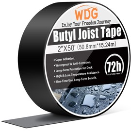 WDG Joist Tape for Decking 2" x 50', Butyl Tape Deck Joist Tape Waterproof Seal Weather Resistance Self-Adhesive Flashing Tape for Wood Deck Joists and Beams RV Roof Leak Repair 1 Pack