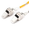 MMONY 2 Pack Stainless Steel Sports Whistles (Stainless Steel(Yellow Cord))
