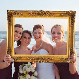Trimming Shop Large Gold Vintage Style Picture Photo Booth Funny Selfie Frame for Party, Hen, Wedding, Birthday, Graduation, Christmas, Anniversary, Thanksgiving Day, 47 x 34.5cm