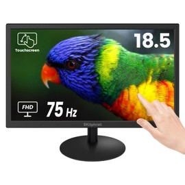 SKitphrati18.5 Inch Touchscreen Monitor 1366x768, VESA Wall Mountable, 10-Points Computer Touch Screen PC Display with Type-B HDMI VGA Port, 75Hz Desktop Touch Display, Black