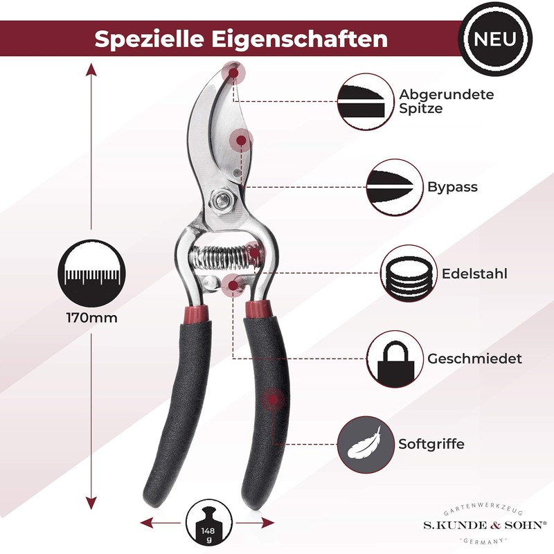 S. Kunde & Sohn Germany The Lightest Forged Secateurs Set