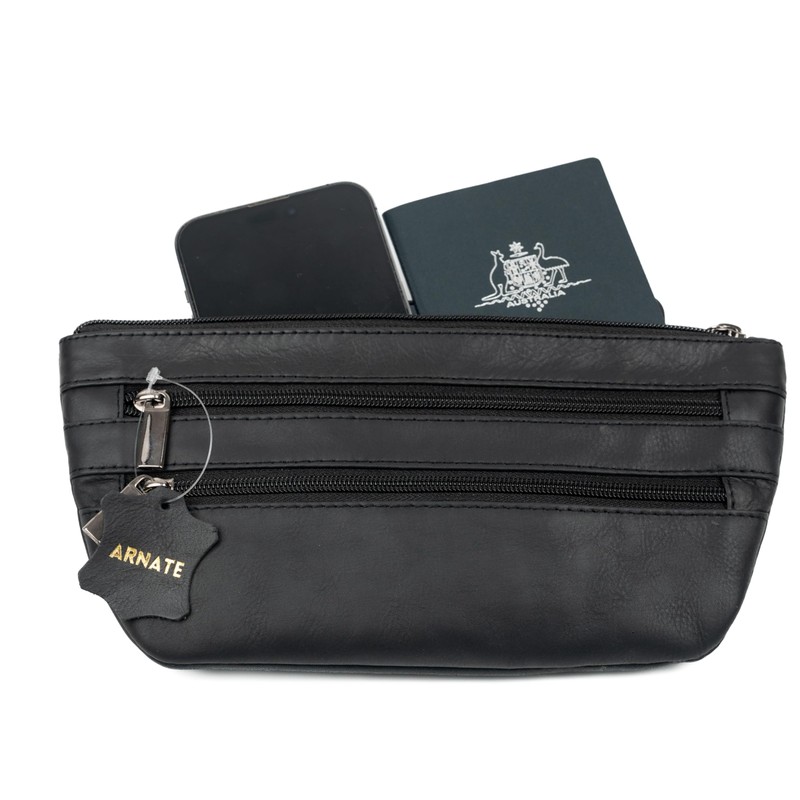 Men Women Black Belt Pouch Waist Pack Travel Pack Fanny