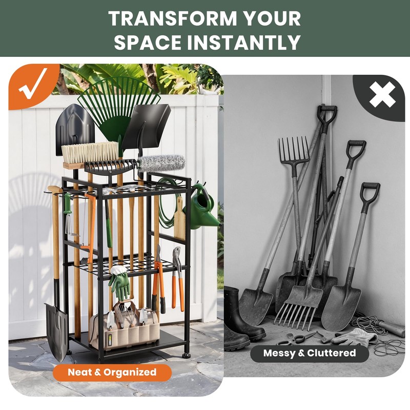 SPACECARE Garden Tool Organizer with Feet Up to 35 Long-Handled