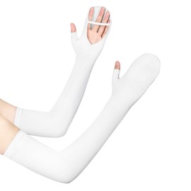 HeySocks UV Protection Cooling Arm Sleeves for Women - Breathable Ice Silk, Anti-Slip Palm, Touchscreen Fingers, Adjustable Fit, Sun Protection